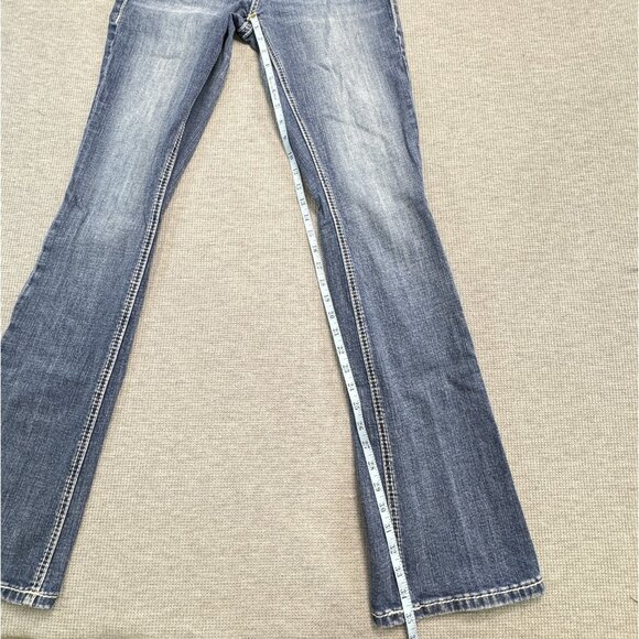 Rock & Roll Denim Womens Blue Jeans Mid Rise Riding Bootcut Leg Cowgirl W26 L36 - Picture 8 of 13